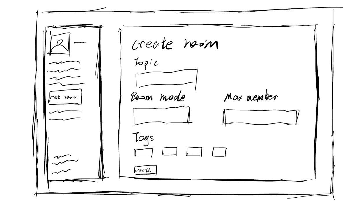 Create Room interface showing room creation form